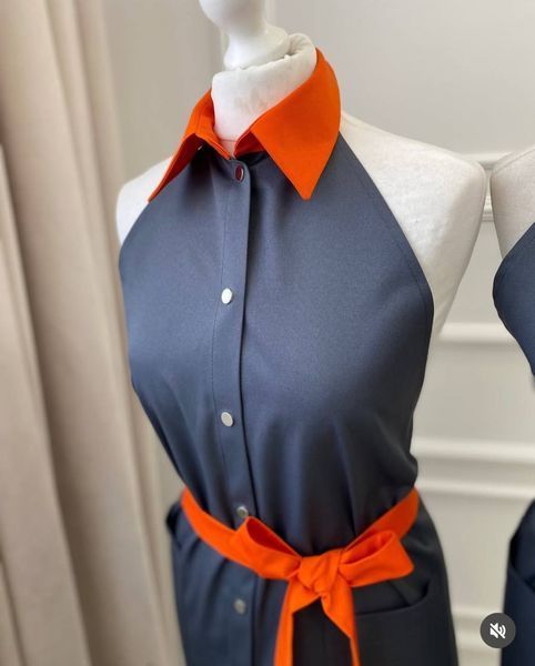 Shirt apron (Graphite + orange)