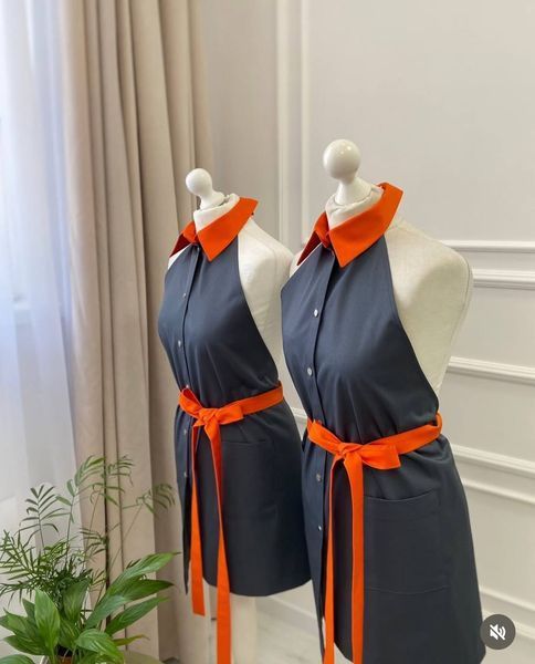 Shirt apron (Graphite + orange)