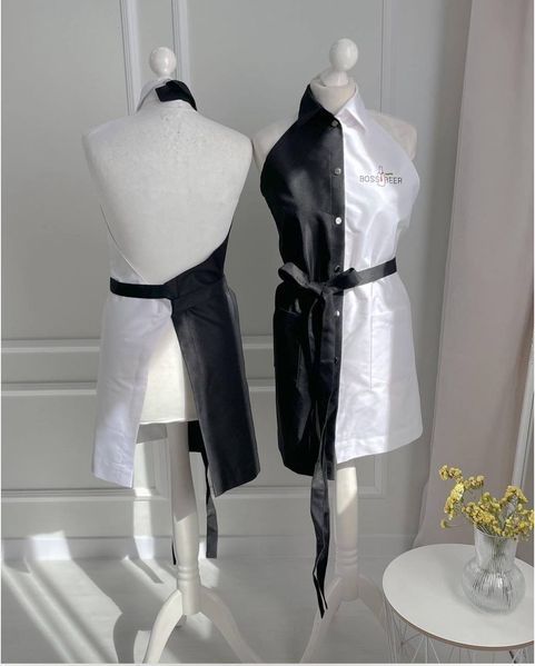 Shirt Apron (Black + white)