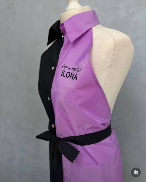 Shirt Apron  (Black + lilac)