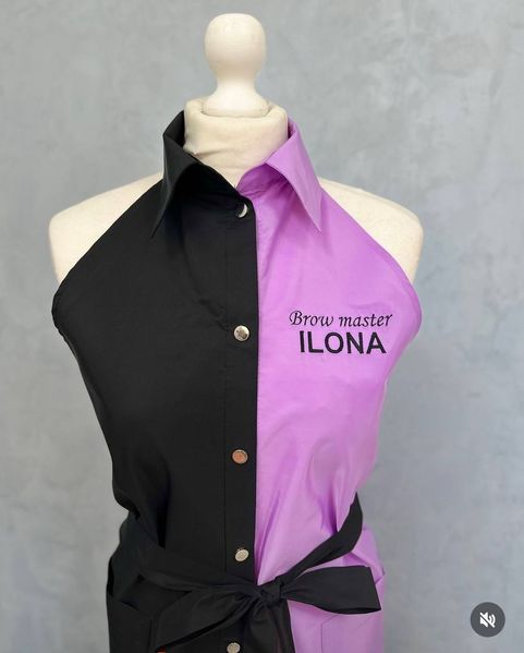 Shirt Apron  (Black + lilac)