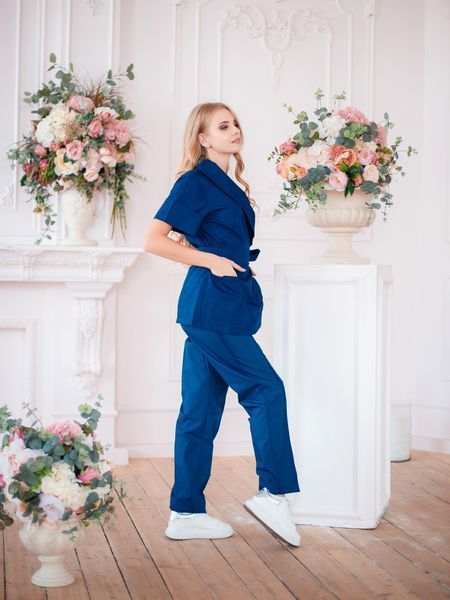 Kimono made of medical cotton (Blue)