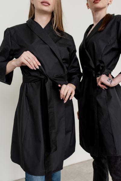 Uniform robe made of raincoat fabric (Black)