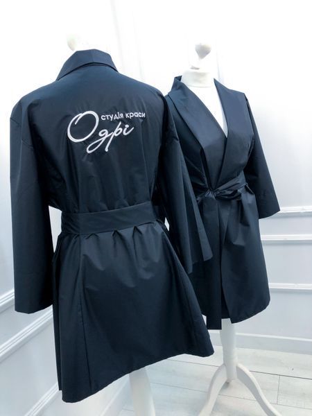 Uniform robe made of raincoat fabric (Black)